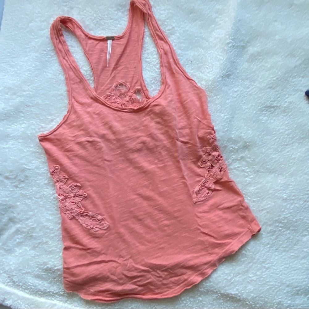 Free People Racerback Floral Cutout Tank XS
